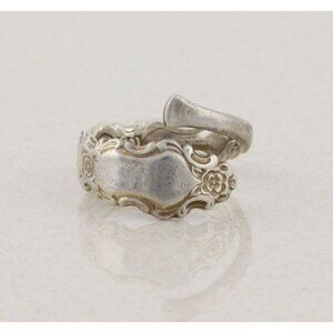Sterling Silver Flower Spoon Ring Bypass Ring Size 9 1/2 Adjustable
